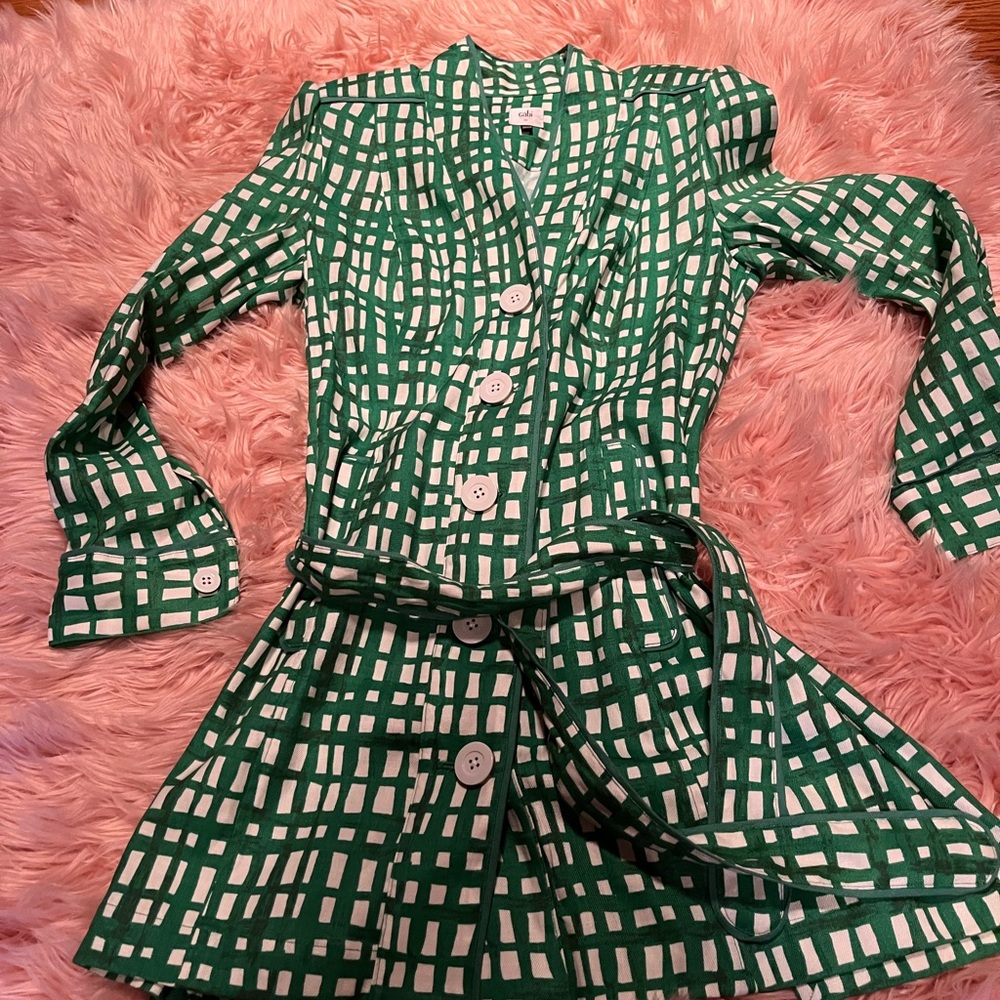 Green and white lightweight linen/rayon coat from CABI.